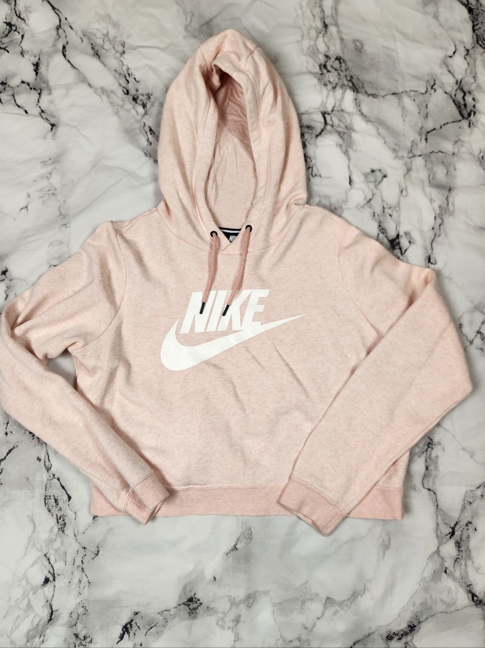 Nike Women's Pink Cropped Logo Hoodie Size LARGE